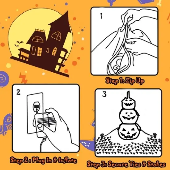 Tangkula Halloween Decoration Inflatable 3-Pumpkin Stack 5.2 Ft Halloween Pumpkin Lantern W/ Internal LED Bulbs image {5}