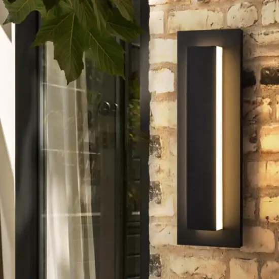 Rennnsan Varnell 15"-26"H Hardwired Rectangle Aluminum Modern LED Dimmable Outdoor Wall Sconce in Black image {9}