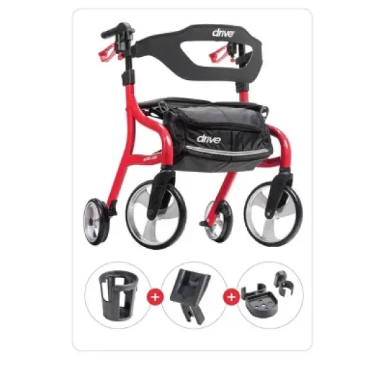 Drive Medical Nitro Sprint Rollator - Tall, Folding, Adjustable Height - Red image {3}