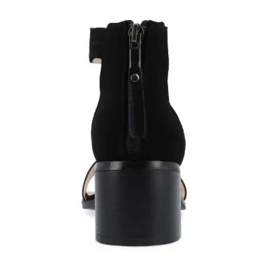 Journee Collection Womens Percy Low Stacked Heel Back Heel Zip Sandals image {2}