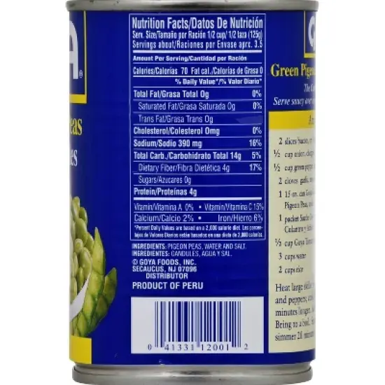 Goya Green Pigeon Peas - 15oz image {4}