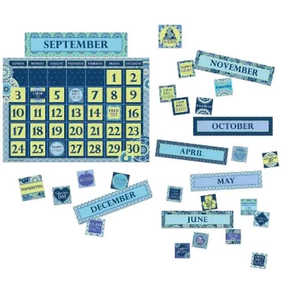 Eureka Blue Harmony Calendar Bulletin Board Set 83 pieces (EU-847548) image {1}