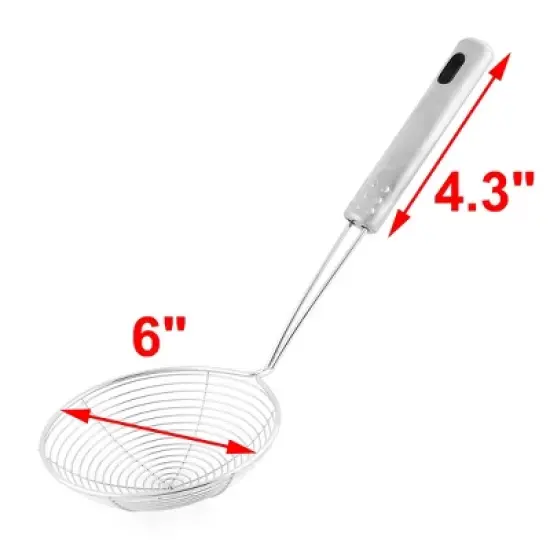 Unique Bargains Kitchen Metal Wire Spiral Mesh Frying Skimmer Strainer Ladle 6'' Dia 1 Pc image {1}