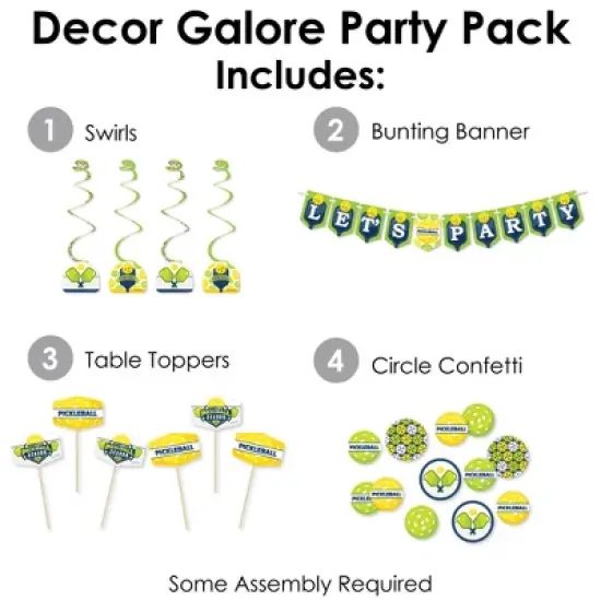 Big Dot of Happiness Let&rsquo;s Rally - Pickleball - Birthday or Retirement Party Supplies Decoration Kit - Decor Galore Party Pack - 51 Pieces image {1}
