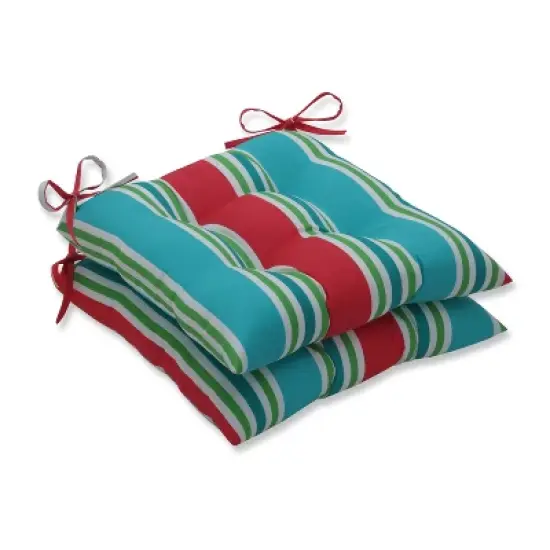 2pc Aruba Stripe Wrought Iron Outdoor Seat Cushions - Pillow Perfect image {2}