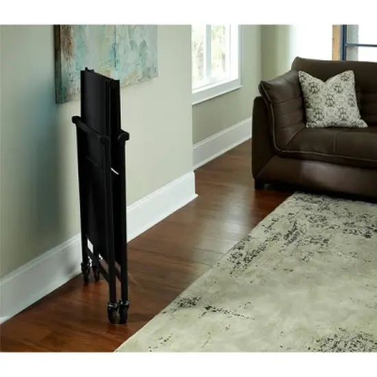 Indoor/Outdoor Folding Serving Cart with Wheels & Shelves - Black - Room & Joy image {5}