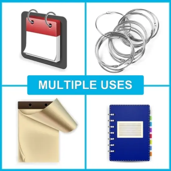 Unique Bargains Loose Leaf Metal Binder Keychain Hinge Book Ring Ideal 3.3 Inches 12 Pcs image {4}