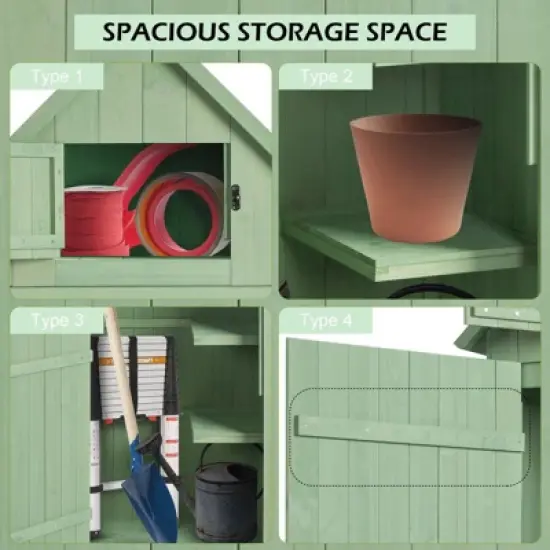 Karl Home 70'' H Green Solid Wood Outdoor Storage Shed image {2}