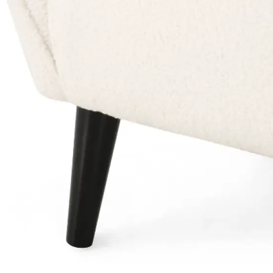 Alphonse Contemporary Boucle Fabric Arm Chair Ivory/Matte Black - Christopher Knight Home image {2}