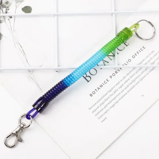 Unique Bargains Metal Ring Spring Stretchy Coil Keychain Keyring Strap Rope Cord 8.7 Inch Long 1 Pc image {7}