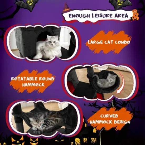 Costway Gothic Cat Tree w/ Sisal Covered Scratching Posts Stylish Cat Furniture for Indoor Cats Black image {6}