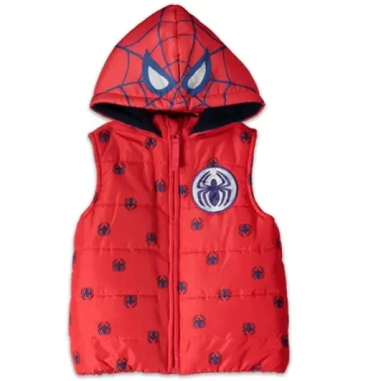Marvel Avengers Spider-Man Baby Zip Up Vest Puffer T-Shirt and Jogger Pants 3 Piece Outfit Set Infant to Big Kid image {3}