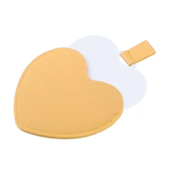 Unique Bargains Stainless Steel Heart Shaped Compact Makeup Mirror and PU Leather Case image {8}