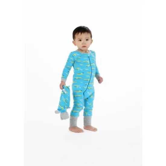 Sleep On It Infant Boys Little Gator Zip-Front Coverall Pajama image {1}