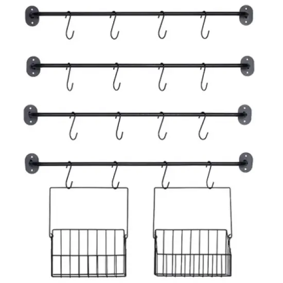 The Lakeside Collection Wall-Mounted 4-Tier Coffee Mug Rack with Baskets image {1}