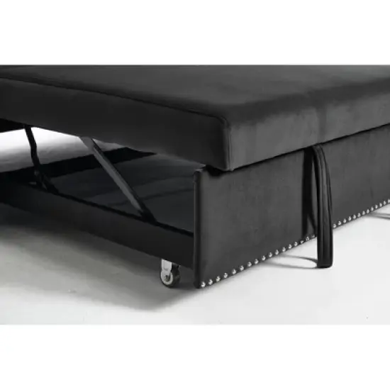 55" 3-in-1 Convertible Velvet Loveseat Sofa Bed with Adjustable Backrest, 2 Pillows, Side Storage Pocket, Space-Saving Design, Ideal for Living Room image {12}