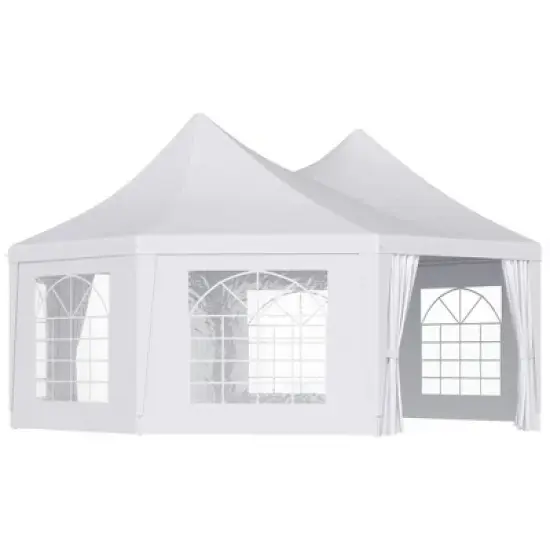 Resenkos Canopy, Outdoor Canopy Tent,Wedding Tent with Sidewalls, Heavy Duty Event Tent with 2 Doors and 6 Windows, White image {11}