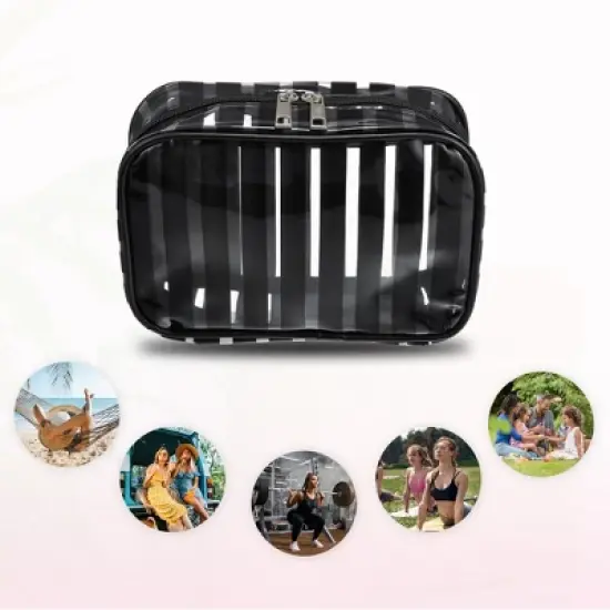 Unique Bargains Portable PVC Clear Zipper Makeup Bag Organizers 1 Pc image {5}