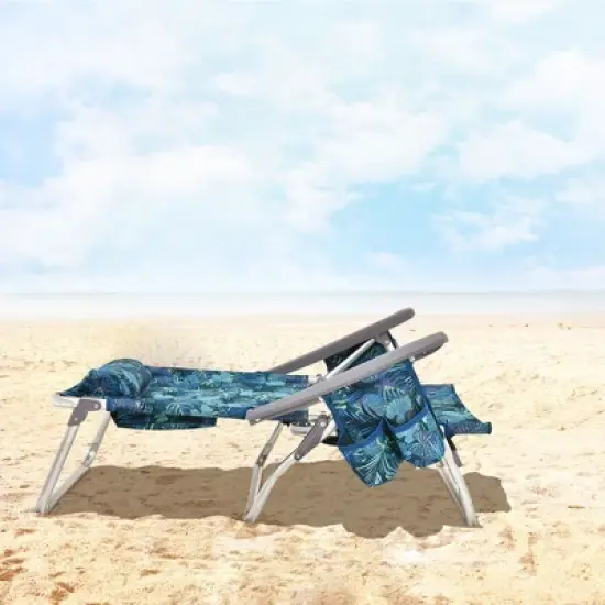 Costway 4PCS Folding Backpack Beach Chair Reclining Camping Chair w/ Storage Bag image {4}