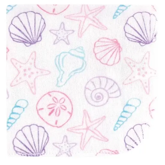 Hudson Baby Infant Girl Rayon from Bamboo Washcloth Bundle, Sea Shells, One Size image {5}
