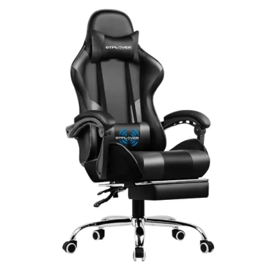 Gaming Chair with Footrest and Ergonomic Lumbar Massage Pillow PU Leather Office Chair - GTRACING image {5}