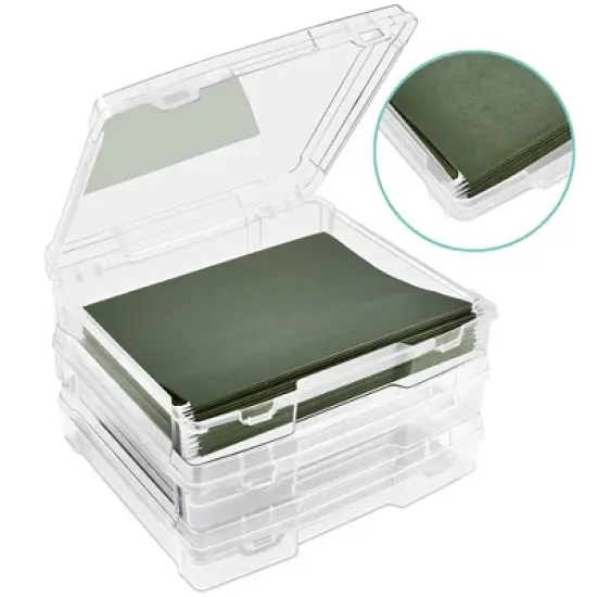 Sorbus Hanging File Organizer Bins Clear Plastic Stackable for Document Storage image {10}
