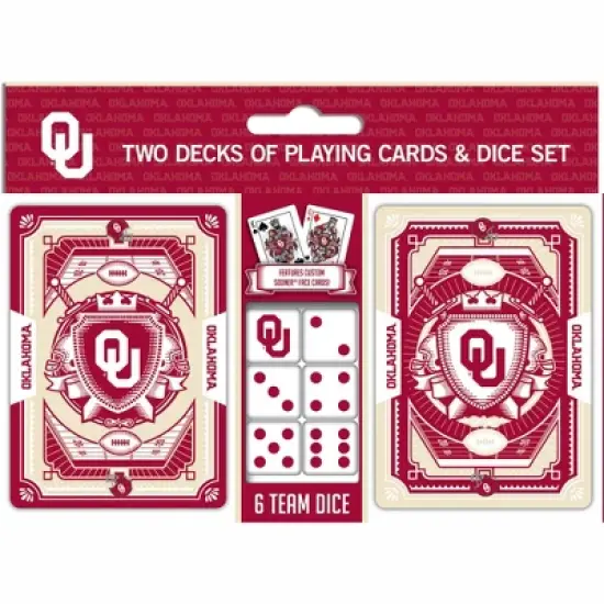 MasterPieces Officially Licensed NCAA Oklahoma Sooners 2-Pack Playing cards & Dice set for Adults image {1}