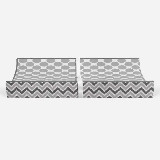 Bacati - Ikat Zigzag Gray Dots Muslin Changing Pad Cover image {5}