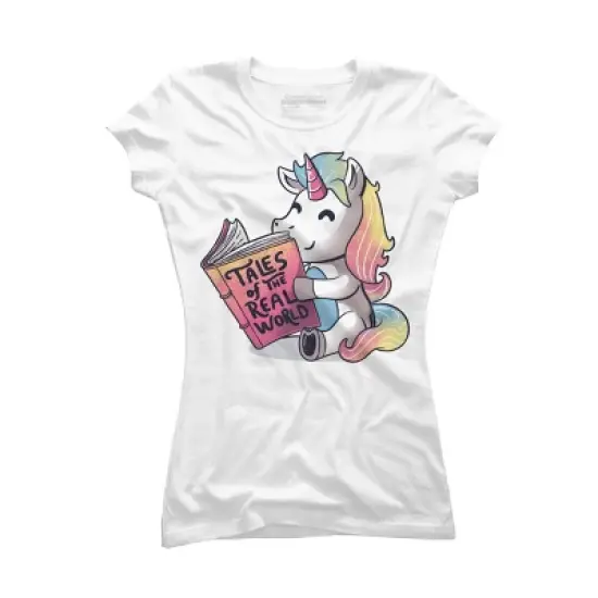 Junior's Design By Humans Tales of the Real World Funny Unicorn By EduEly T-Shirt image {4}