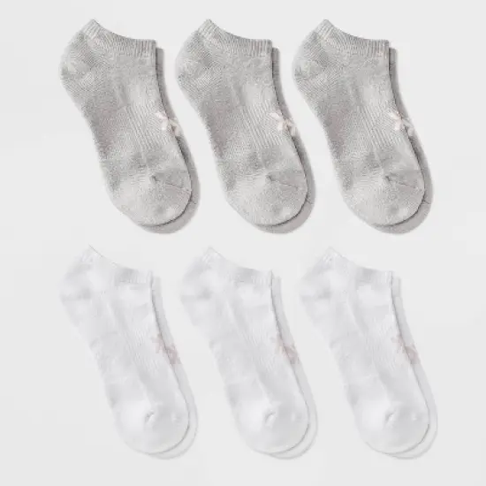 Women's Foundation Cushioned 6pk Low Cut Socks - All In Motion&trade; White/Light Gray 4-10: Arch Support, Zone Cushioning image {3}