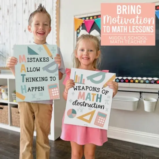 Hadley Designs Boho Math Bulletin Board Classroom Decor Posters, Set of 6 image {4}