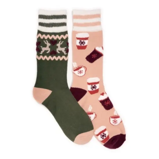 MUK LUKS Women's Novelty Cozy Lounge Socks 2 Pack image {3}