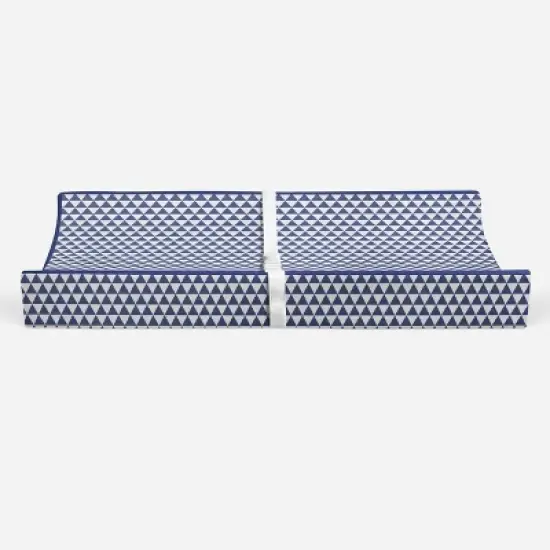 Bacati - Navy Triangles Quilted Muslin Changing Pad Cover image {5}