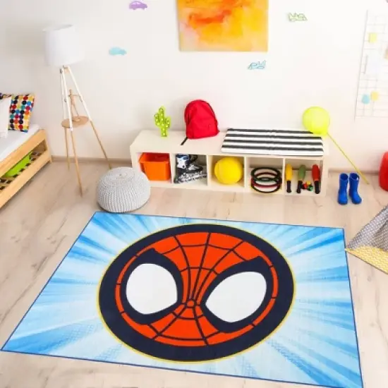 Spidey Circle 54"x78" Area Rug Blue image {1}
