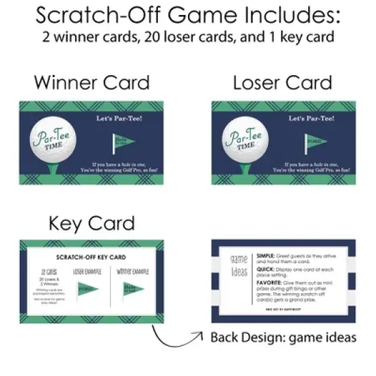 Big Dot of Happiness Par-Tee Time - Golf - Birthday or Retirement Party Game Scratch Off Cards - 22 Count image {3}