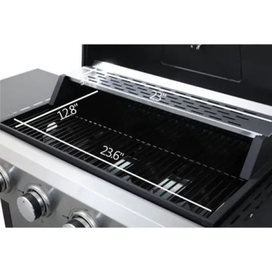 Kumasinova 4-Burner Propane Gas BBQ Grill,34200BTU Output,Stainless Steel Grills with Wire-Enameled Cooking Grids,Foldable Side Tables&Thermometer image {1}