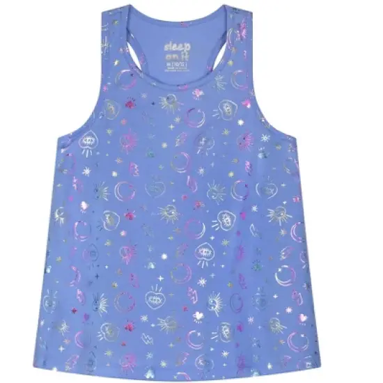 Sleep On It Girls Blue Celestial 2-Piece Tank Pajama Shorts Sleep Set image {3}