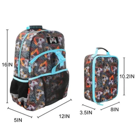 Video Game Controller All-Over Print 16" Premium Backpack & Lunch Kit Set for boys image {1}