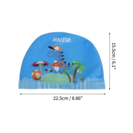 Unique Bargains Kid's Polyester Cartoon Dinosaur Swim Cap Blue Green 1 Pc image {3}