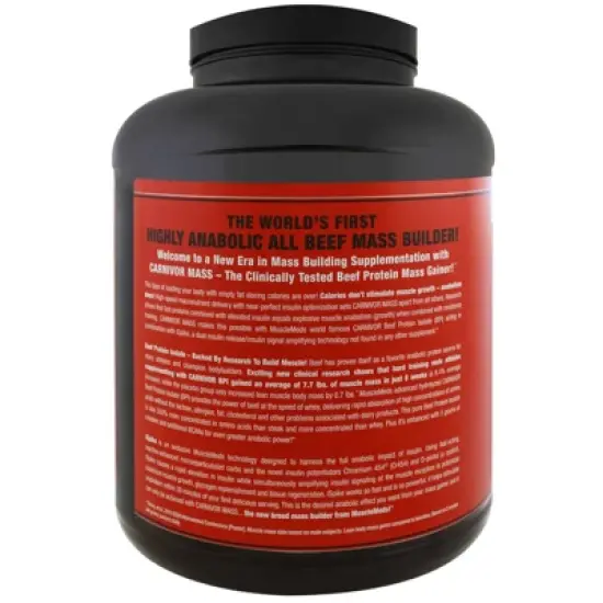 MuscleMeds Carnivor Mass, Anabolic Beef Protein Gainer, Chocolate Peanut Butter, 5.9 lbs (2,674 g) image {2}