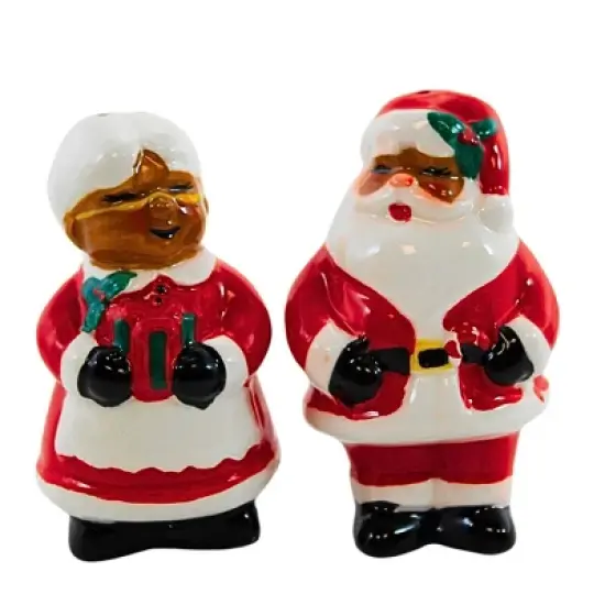Transpac 3.5 Inch Santa & Mrs. Claus Salt & Pepper Set Christmas Salt And Pepper Shaker , Holiday Ho Ho Ho Glasses (2PC) image {3}