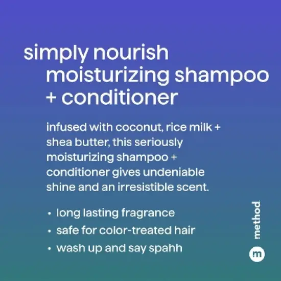 Method Simply Nourish Moisturizing Shampoo - Sulfate & Silicone Free - Travel Size - 3.4 fl oz image {3}
