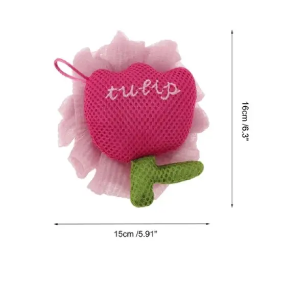 Unique Bargains Cartoon Bath Sponge Rose Red Pink 1 Pc image {3}