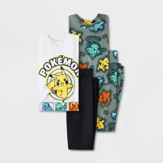 Boys' Pok&eacute;mon & Friends Snug Fit 4pc Pajama Set - Gray image {3}