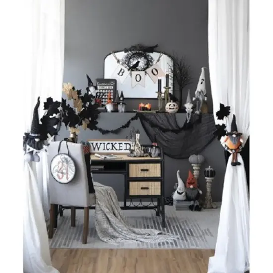 Yukimo 7x7x7" Fabric Light Black White Plaid Pumpkin, for Holiday Halloween Decor image {11}