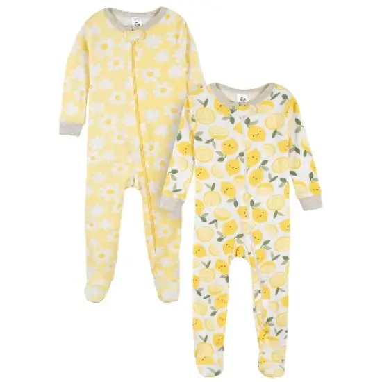 Gerber Baby & Toddler Girls Snug Fit Footed Cotton Pajamas, 2-Pack image {17}