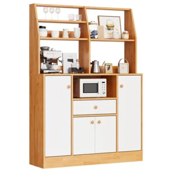 Kitchen Pantry Cabinet with Drawers - Wood Sideboard Buffet with Doors, Adjustable Shelf, Storage Rack, Coffee Bar Station for Kitchen Dining Room image {8}