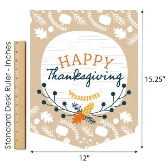 Big Dot of Happiness Happy Thanksgiving - Outdoor Home Decorations - Double-Sided Fall Harvest Party Garden Flag - 12 x 15.25 inches image {4}