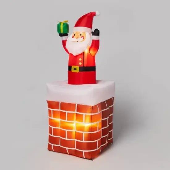 6' LED Animated Santa in Chimney Christmas Inflatable Decoration Red - Wondershop&trade;: Festive Yard Display, Easy Setup image {2}