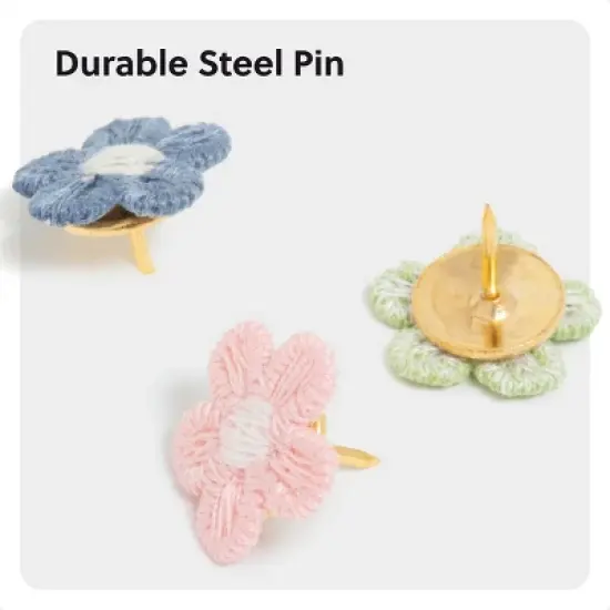 U Brands 16ct Small Embroidered Floral Push Pins Artist Touch image {4}